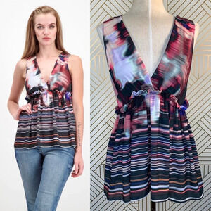 Clover Canyon Tie Dye Striped Sleeveless Top